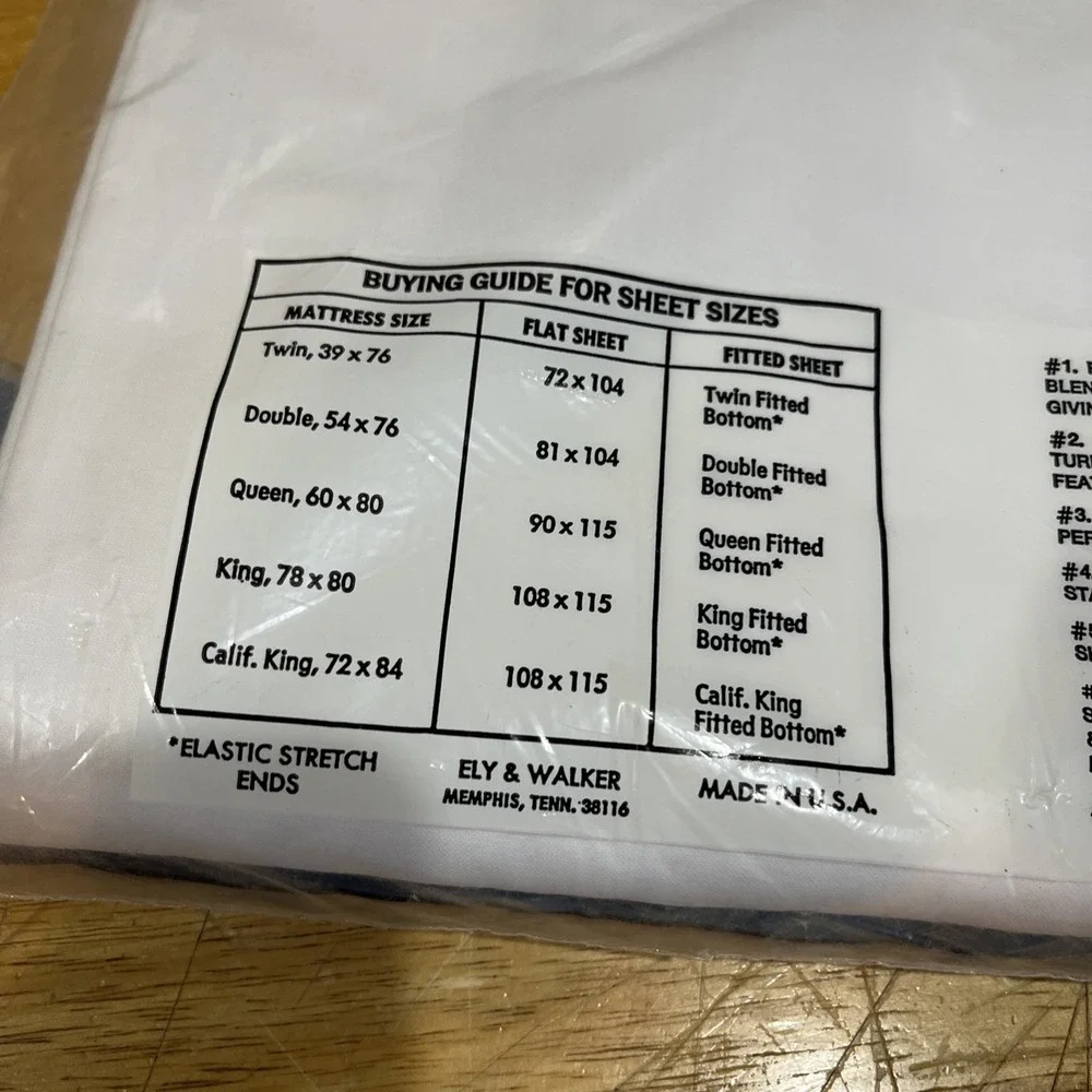 New Vintage Foxcroft Garza Double Flat Sheet White No-Iron Cotton Percale Sealed